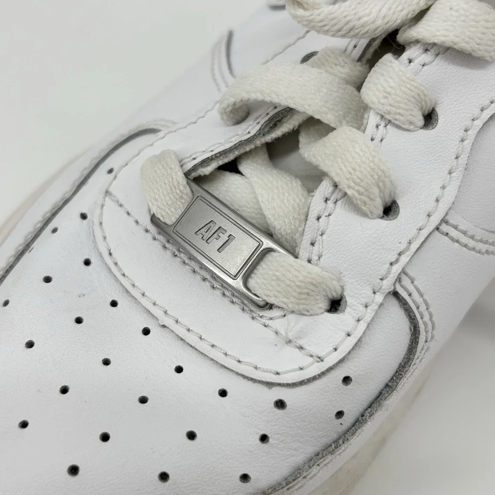 Nike Air Force One Sz US Kids 6.5Y-Wmns 5.5-Triple White‎ Low Cut Shoes Leather